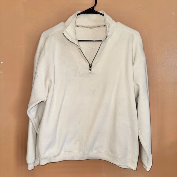 Tommy Bahama Vintage Men's White Cream Cotton 1/4 Zip Sweater Size Medium - Picture 6 of 11